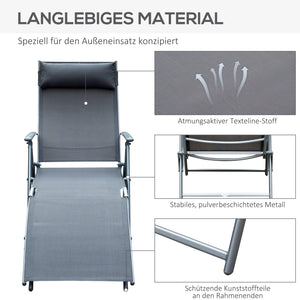 Gartenliege klappbar mit Kissen 137x635x1005cm Grau