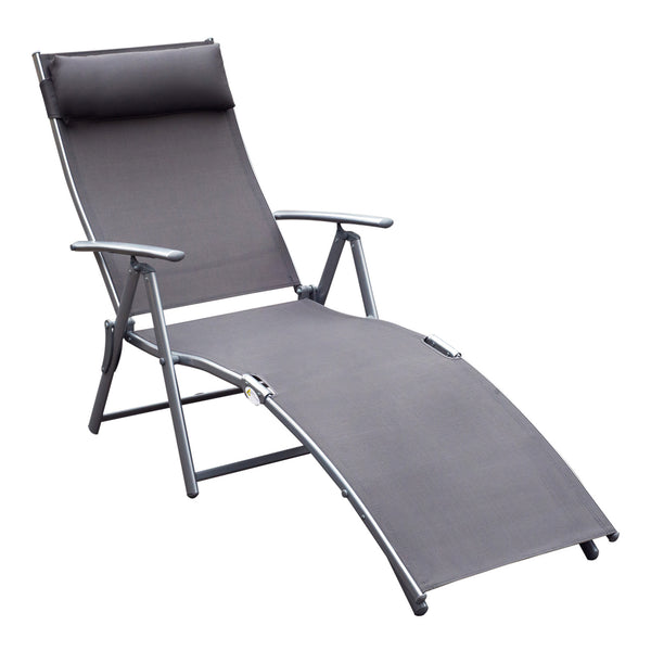 Gartenliege klappbar mit Kissen 137x635x1005cm Grau