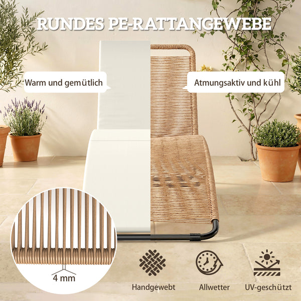 Gartenliege Sonnenliege verstellbar stabil mit Auflage Rattan