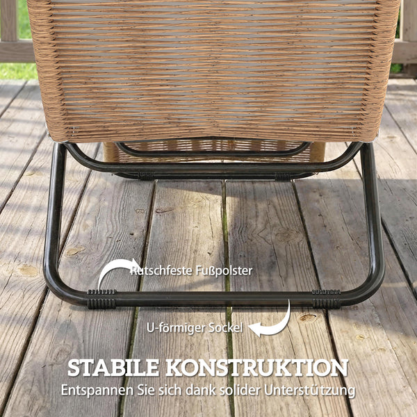 Gartenliege Sonnenliege verstellbar stabil mit Auflage Rattan