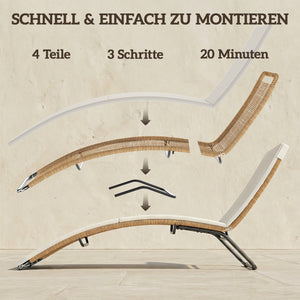 Gartenliege Sonnenliege verstellbar stabil mit Auflage Rattan
