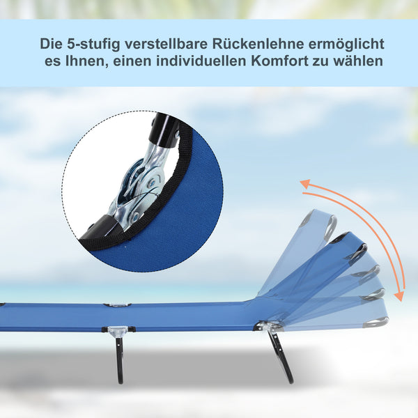 Gartenliege Stahl 188x56x28 cm verstellbare Rückenlehne Blau