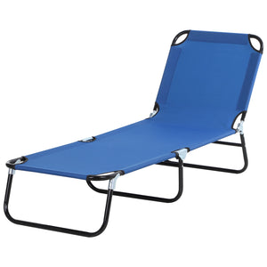 Gartenliege Stahl 188x56x28 cm verstellbare Rückenlehne Blau