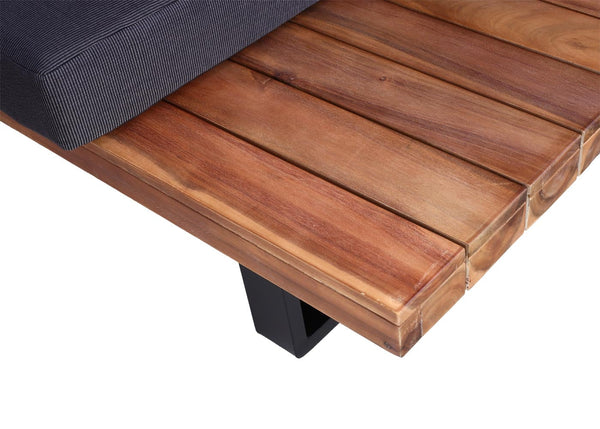 Garten-Lounge-Set aus Akazie & Aluminium, Polster dunkelgrau