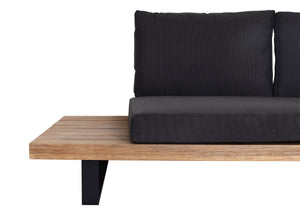 Gartengarnitur Lounge-Set aus Akazienholz & Aluminium, Polster dunkelgrau