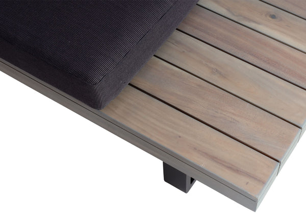 Garten Lounge-Set aus Akazienholz & Alu, grau, dunkelgraue Polster
