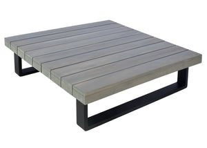 Garten Lounge-Set aus Akazienholz & Alu, grau, dunkelgraue Polster
