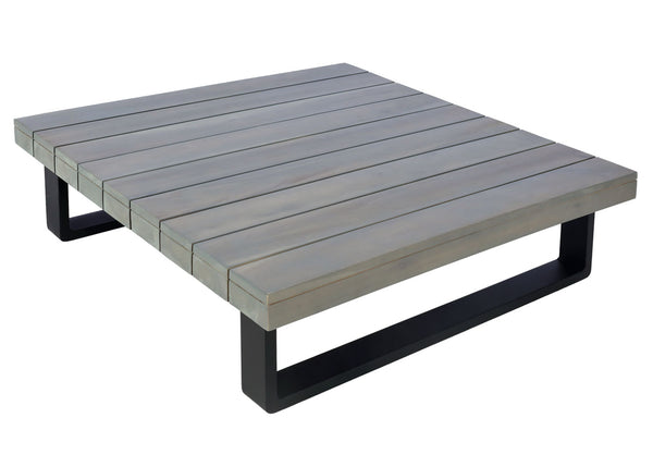 Garten Lounge-Set aus Akazienholz & Alu, grau, dunkelgraue Polster