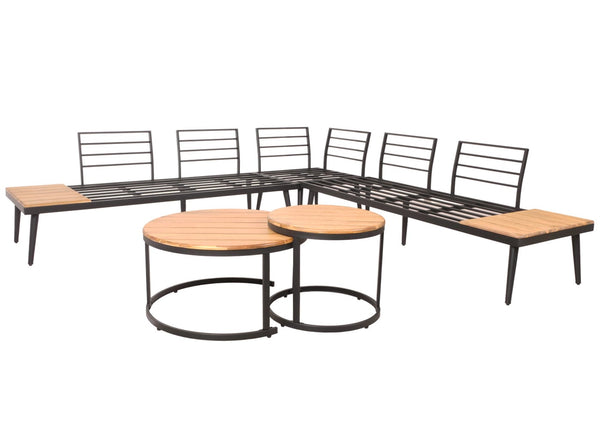 Garten Lounge-Set aus Akazienholz mit Beistelltisch, hellbraun
