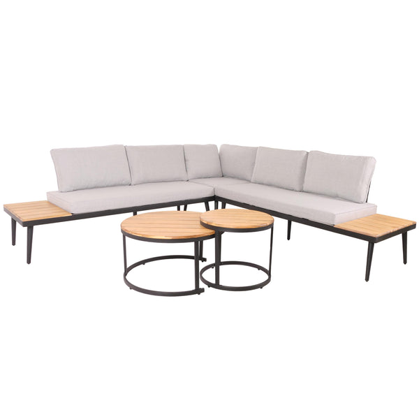 Garten Lounge-Set aus Akazienholz mit Beistelltisch, hellbraun
