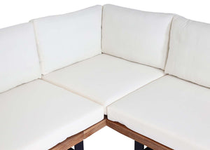 Garten Lounge-Set aus Akazienholz mit cremeweissen Polstern