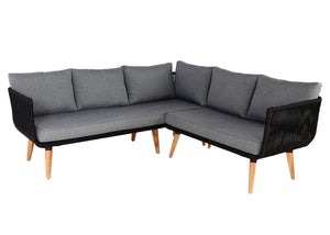 Garten Lounge Set aus Akazienholz mit dunkelgrauen Polstern