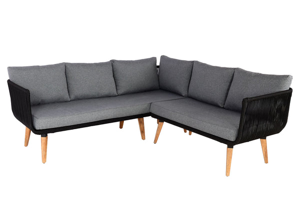 Garten Lounge Set aus Akazienholz mit dunkelgrauen Polstern