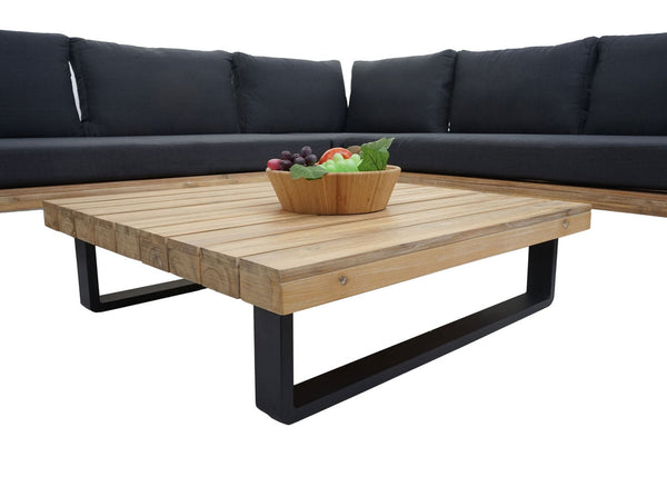 Garten Lounge-Set aus Akazienholz mit dunkelgrauen Polstern