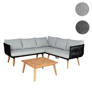 Garten Lounge Set aus Akazienholz mit hellgrauen Polstern