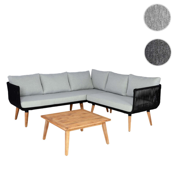 Garten Lounge Set aus Akazienholz mit hellgrauen Polstern