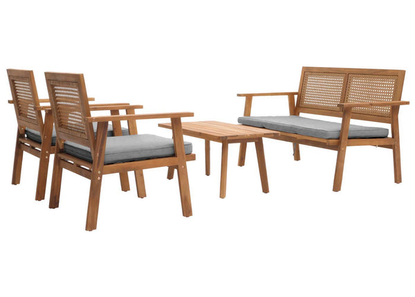 Gartenlounge Set aus Akazienholz mit Kissen, MVG-zertifiziert