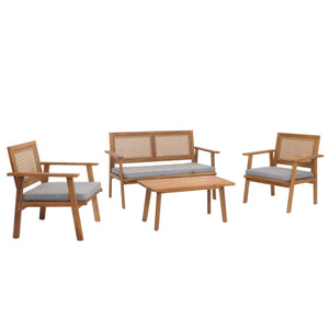 Gartenlounge Set aus Akazienholz mit Kissen, MVG-zertifiziert