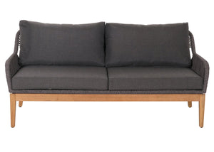 Garten Lounge-Set dunkelgrau, Akazienholz & Rope, Sofa Sessel Tisch