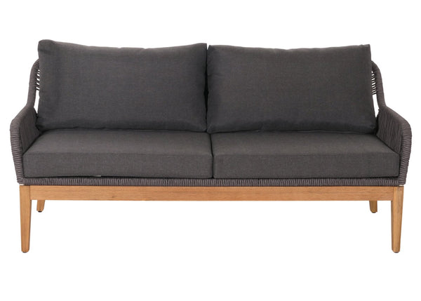 Garten Lounge-Set dunkelgrau, Akazienholz & Rope, Sofa Sessel Tisch