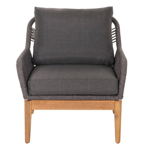 Garten Lounge-Set dunkelgrau, Akazienholz & Rope, Sofa Sessel Tisch
