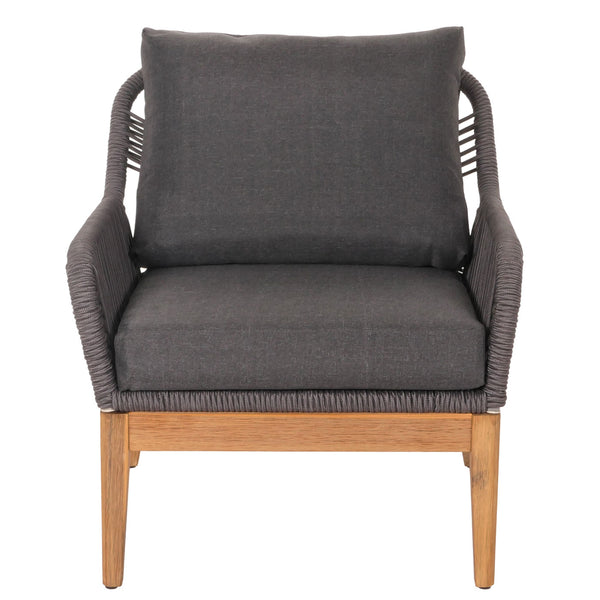 Garten Lounge-Set dunkelgrau, Akazienholz & Rope, Sofa Sessel Tisch