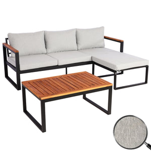 Gartenlounge Set Aluminium & Akazie, hellgrau, MVG-zertifiziert