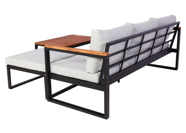 Gartenlounge Set Aluminium & Akazie, hellgrau, MVG-zertifiziert