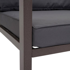 Gartenlounge Set aus Metall mit grauen Polstern, Sofa & Sessel