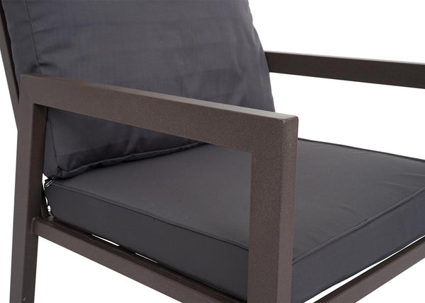 Gartenlounge Set aus Metall mit grauen Polstern, Sofa & Sessel