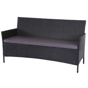 Poly-Rattan Lounge Sitzgruppe Anthrazit mit Kissen. 2-1-1 Set