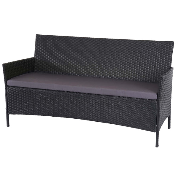 Poly-Rattan Lounge Sitzgruppe Anthrazit mit Kissen. 2-1-1 Set