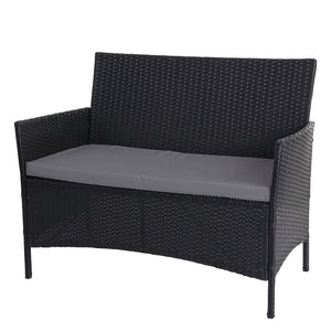 Poly-Rattan Lounge Sitzgruppe Anthrazit mit Kissen. 2-1-1 Set