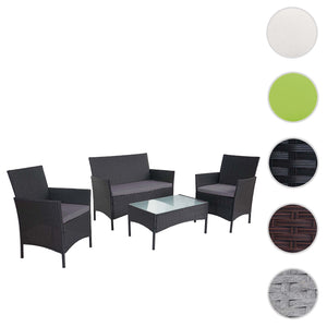Poly-Rattan Lounge Sitzgruppe Anthrazit mit Kissen. 2-1-1 Set