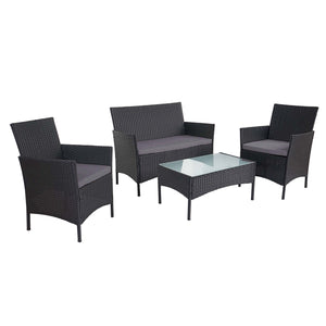 Poly-Rattan Lounge Sitzgruppe Anthrazit mit Kissen. 2-1-1 Set