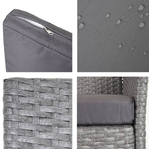 Poly-Rattan Garten Lounge-Set 2-1-1 grau mit anthrazit Kissen
