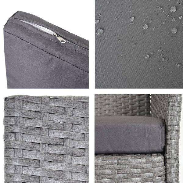 Poly-Rattan Garten Lounge-Set 2-1-1 grau mit anthrazit Kissen