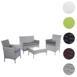 Poly-Rattan Garten Lounge-Set 2-1-1 grau mit anthrazit Kissen