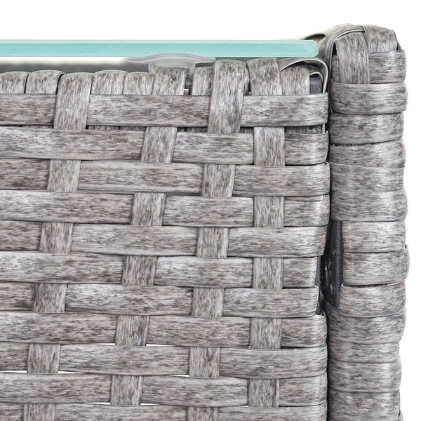 Garten Lounge-Set 2-1-1 Poly-Rattan Sofa. Grau mit Creme Kissen