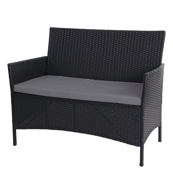 Poly-Rattan Garten Lounge-Set 3-2-1-1 Sofa Anthrazit mit Kissen