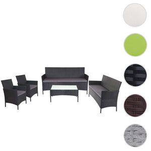Poly-Rattan Garten Lounge-Set 3-2-1-1 Sofa Anthrazit mit Kissen