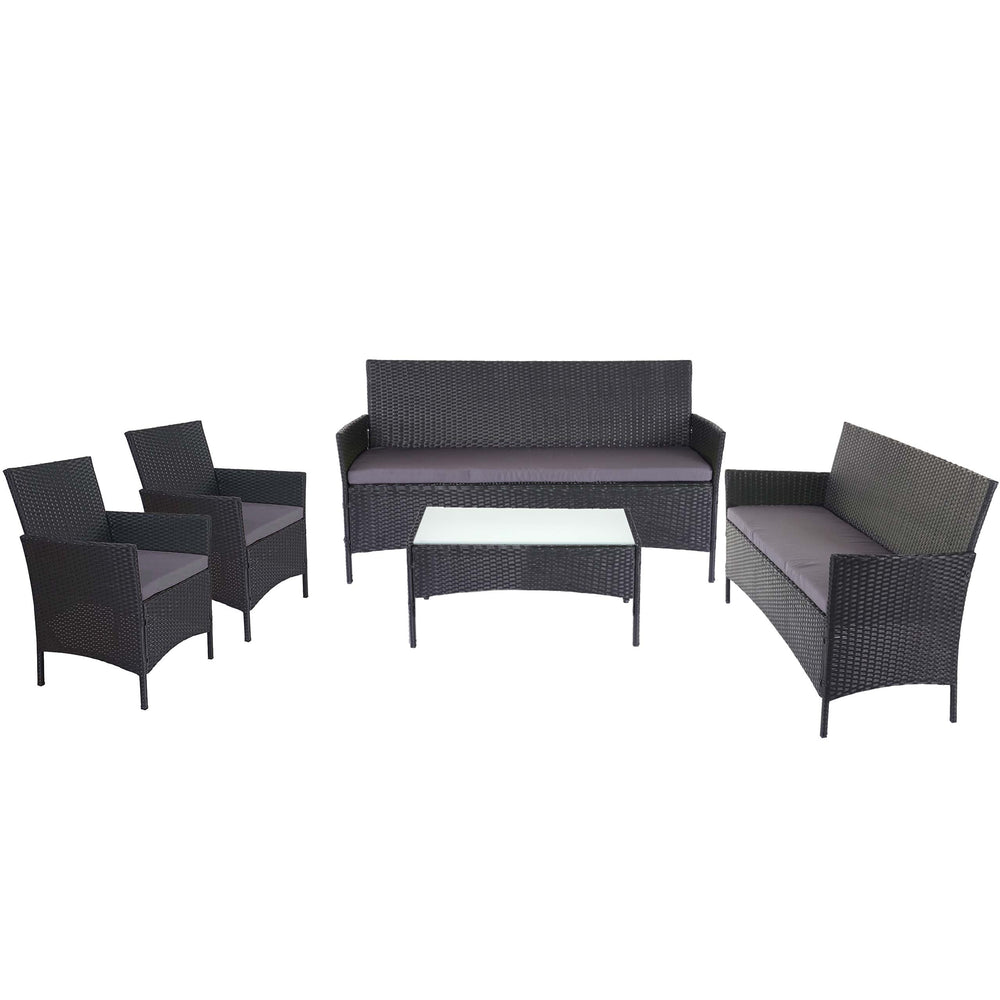 Poly-Rattan Garten Lounge-Set 3-2-1-1 Sofa Anthrazit mit Kissen