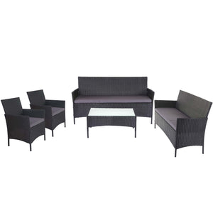 Poly-Rattan Garten Lounge-Set 3-2-1-1 Sofa Anthrazit mit Kissen