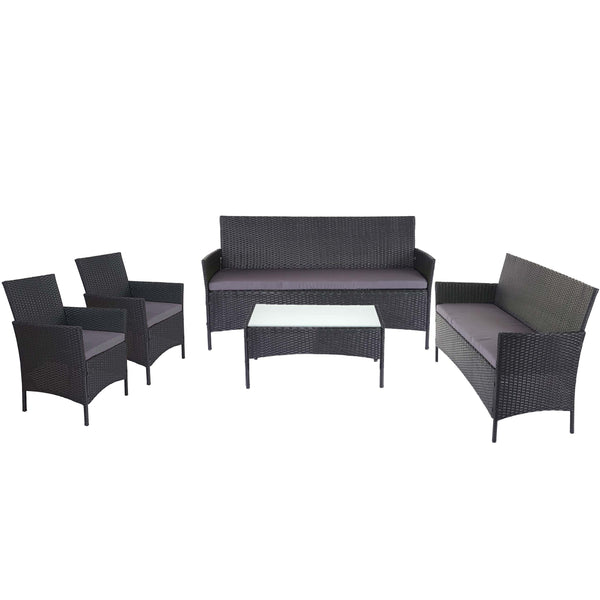Poly-Rattan Garten Lounge-Set 3-2-1-1 Sofa Anthrazit mit Kissen