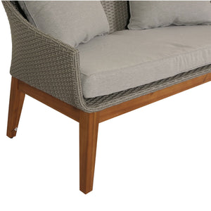 Garten Lounge Set aus Poly-Rattan & Akazienholz grau, inkl, Kissen
