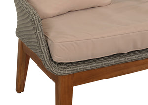 Garten Lounge Set aus Poly-Rattan & Akazienholz, grau-beige
