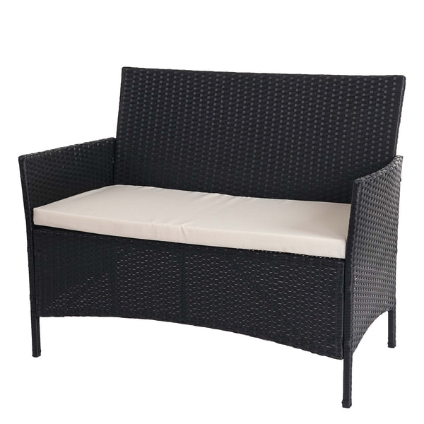 Poly-Rattan Garten Lounge-Set anthrazit mit creme Kissen