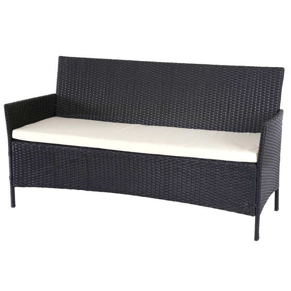Poly-Rattan Garten Lounge-Set anthrazit mit creme Kissen