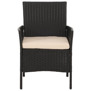 Garten-Lounge-Set Poly-Rattan Anthrazit mit Creme Kissen