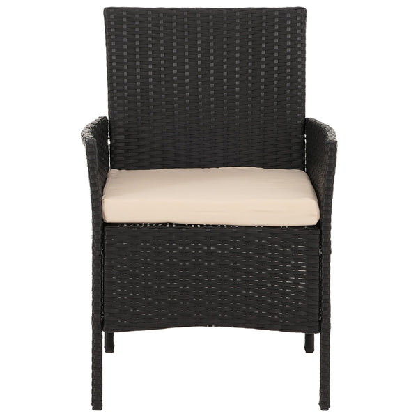Garten-Lounge-Set Poly-Rattan Anthrazit mit Creme Kissen